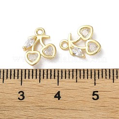 真鍮製マイクロパヴェキュービックジルコニアチャーム  さくらんぼのチャーム  18KGP本金メッキ  11.5x9x2mm  穴：1.4mm&nbsp;KK-F872-11G