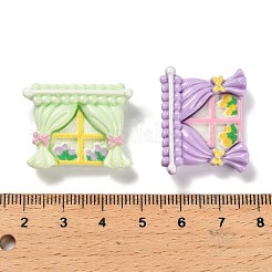 樹脂カボション  カーテンの付いた窓  ミックスカラー  22x28.5x8mm&nbsp;CRES-S369-05
