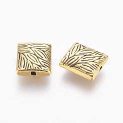 チベット風合金ビーズ  カドミウムフリー＆鉛フリー  長方形  アンティーク黄金  10x9x4mm  穴：1mm&nbsp;TIBEB-ZN29282-G-LF
