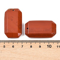 天然石レッドジャスパーペンダント  ファセット長方形チャーム  34~35.5x19~20.5x7~8mm  穴：1.6mm&nbsp;G-H325-03K