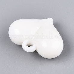 オペークアクリルパーツ  ハート  ホワイト  25.3x29.6x12.1mm  穴：3.5mm&nbsp;SACR-T017-45G