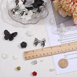 DIYジュエリー作りの発見キット  樹脂ラウンドとプラスチックフラワービーズを含む  プラスチック製の蝶のペンダントとカボション  ミックスカラー  266個/セット&nbsp;DIY-SC0022-74