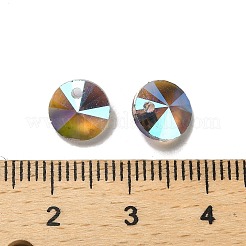 透明ガラスペンダント100個  多面カットフラットラウンドチャーム  シエナ  8x4mm  穴：1.2mm&nbsp;EGLA-D030-18B