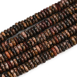 天然ヒョウ肌ジャスパービーズ連売り  ロンデル  6x2mm  穴：0.7mm  約174個/連  15.35''（39センチメートル）&nbsp;G-Q159-B33-01