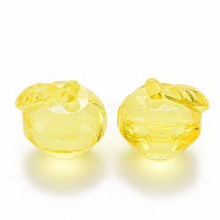 透明なアクリルパーツ  多面カット  3のdリンゴ  きいろ  17.5x19x18mm  穴：2mm  約150個/436g&nbsp;LS-TACR-T024-05B-916