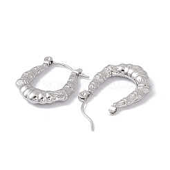 変色しない304ステンレススチール製チャンキーフープピアス（女性用）  ステンレス鋼色  20.5x17.5x3.5mm  ピン：0.6mm&nbsp;EJEW-E199-07P