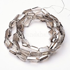 パール光沢メッキガラスビーズ連売り  ファセットポリゴン  ライトグレー  18x13x7mm  穴：1mm  約40個/連  27.5インチ&nbsp;EGLA-E034-PL01