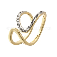Brass Micro Pave Clear Cubic Zirconia Cuff Rings for Women&nbsp;RJEW-G347-17GP