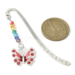 Butterfly Alloy Enamel & Rhinestone Pendants Bookmarks&nbsp;AJEW-JK00229