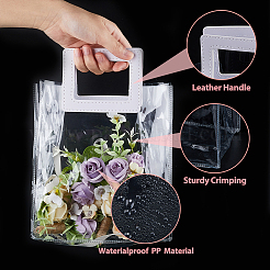 バレンタインデー PVCプラスチックギフトバッグ 15個  ハンドル付き  長方形  透明  29cm  バッグ：24.5x18x0.1~0.7センチメートル  展開：20x17.5x9cm&nbsp;ABAG-FH0001-05
