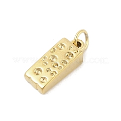 304ステンレスペンダント  18KGP本金メッキ  丸カン付き  長方形  15x6x4.5mm  穴：3.5mm&nbsp;STAS-U044-01G-G