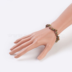 天然ユナカイトストレッチブレスレット  ナゲット  2-1/8インチ（5.5cm）&nbsp;BJEW-JB03681-02