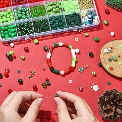 クリスマステーマのDIYアクリルビーズブレスレット作成キット  ミックスカラー  ビーズ：1240PCS&nbsp;DIY-YW0010-91