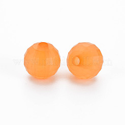 透明なアクリルビーズ  染め  多面カット  ラウンド  オレンジ  9.5x9.5mm  穴：2mm  約970個/500g&nbsp;TACR-S153-42E-02