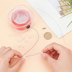 ポリエステル糸  クラスプとリード線付き  DIY パールブレスレットジュエリー作り用  レッド  0.2mm  約246.06ヤード（225m）/ロール&nbsp;TOOL-WH0053-64