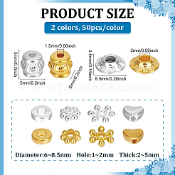 600 個 12 スタイル合金ビーズ  ミックスカラー  5~8.5x5~8.5x2~5mm  穴：1~2.5mm  50個/スタイル&nbsp;FIND-PH0028-83