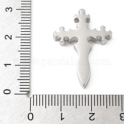 304ステンレスペンダント  クロス  ステンレス鋼色  27.5x20x4.5mm  穴：3mm&nbsp;STAS-K311-10G-P