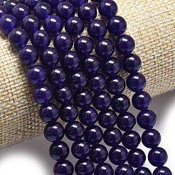 天然石マレーシアジェイドビーズ連売り  染め＆加熱  ラウンド  暗い蘭  11.5~12.5mm  穴：1.2mm  約35個/連  14.96インチ（38cm）&nbsp;G-L645-C01-12mm-07