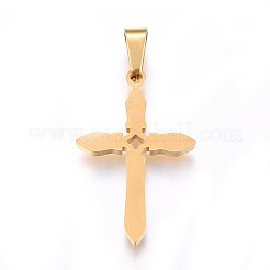 304ステンレスペンダント  切り取る  中空で  クロス  ゴールドカラー  29x19x2.2mm  穴：8x4mm&nbsp;STAS-H469-31G