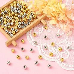 100個2色ccbプラスチックビーズ  ラウンド  プラチナ·ゴールデン  5.5~6x5mm  穴：1.8mm  50個/カラー&nbsp;CCB-CJ0001-08