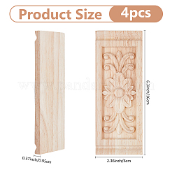 4Pcs Natural Solid Wood Carved Onlay Applique Craft&nbsp;WOOD-FH0002-38
