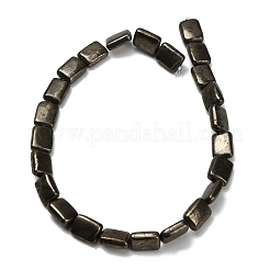 天然ゴールドパイライト/ゴールデンパイライトビーズ連売り  長方形  8~8.5x6~7x3~4mm  穴：0.8mm  約24個/連  7.76''（19.7センチメートル）&nbsp;G-F833-H01-01