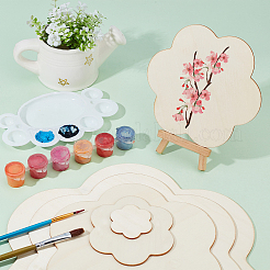 木製ブランクプレートセット  花  モカシン  4.6~27.7x4.95~30x0.25cm  6個/セット&nbsp;DIY-WH0016-66