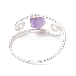 7Pcs Copper Wire Wrapped Gemstone Star Cut Round Bead Finger Rings for Women&nbsp;RJEW-JR00891-02
