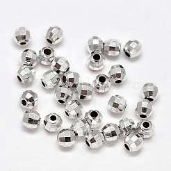 Faceted Round 925 Sterling Silver Beads&nbsp;STER-F012-02E