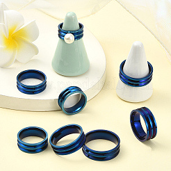 16個 8スタイル ステンレススチール 溝付き指輪  ブルー  内径：16~23mm  2個/スタイル&nbsp;RJEW-SC0001-26