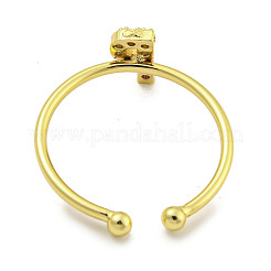 Rack Plating Brass Open Cuff Rings for Women&nbsp;RJEW-F162-02G-P