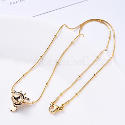 PVD Vacuum Plating 304 Stainless Steel Round Snake Chain Necklace&nbsp;NJEW-S420-009C-G