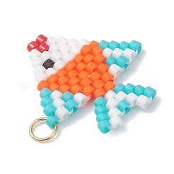Glass Seed Beaded Fish Pendants&nbsp;PALLOY-MZ01219-02