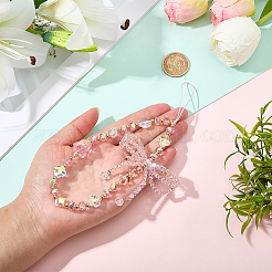 1Pc Bowknot Synthetic Quartz Bead Mobile Straps&nbsp;AJEW-BM0001-48A