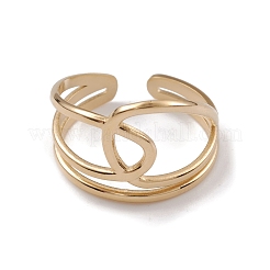 Ion Plating(IP) 304 Stainless Steel Wire Knot Open Cuff Rings for Women&nbsp;RJEW-G285-52G
