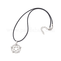 魔女五芒星合金ペンダントネックレス  女性用ワックスコードネックレス  アンティークシルバー  18.11インチ（46cm）&nbsp;NJEW-JN04543