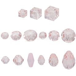 透明ガラスビーズ  多面カット  混合図形  ピンク  4~8x4~8x3~8mm  穴：0.9~1.2mm  820個/セット&nbsp;GLAA-SP0001-50A