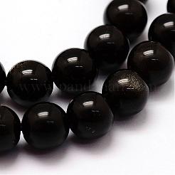 天然石ゴールデンシーンオブシディアンビーズ連売り  ラウンド  10mm  穴：1.2mm  約38個/連  14.5インチ&nbsp;G-F364-08-10mm