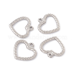 変色しない201ステンレススチールペンダント  ハート  ステンレス鋼色  21x21.5x2mm  穴：1.6mm&nbsp;STAS-C057-13P