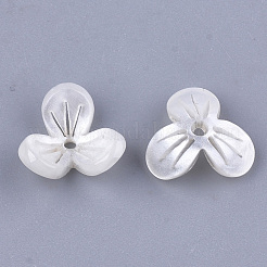 セルロースアセテート（樹脂）ビーズキャップ  3花びら  花  リネン  12x13x5.5~6mm  穴：1.2mm&nbsp;X-KK-S161-04A