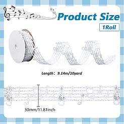 10 Yards Musical Note Double Face Note Polyester Ribbons Accessories&nbsp;SRIB-PH0001-67