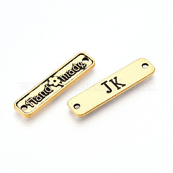 合金コネクタチャーム  ワード手作りの長方形  アンティーク黄金  25.5x6x1.5mm  穴：1.4mm&nbsp;FIND-WH0049-52F