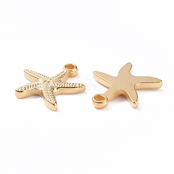 PVD真空メッキ304ステンレススチールチャーム  長持ちメッキ  ヒトデ  ゴールドカラー  15x14.5x2mm  穴：1.6mm&nbsp;STAS-B024-59G
