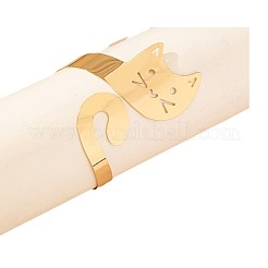猫型合金カフバングル＆カフリングセット  ゴールドカラー  内径：60mm&nbsp;FS-WGE4C4B-01