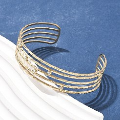 304 Stainless Steel Rhinestone Cuff Bangles for Women&nbsp;AJEW-P127-11G