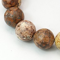 天然レッドヒョウスキンジャスパービーズ連売り  ラウンド  4mm  穴：0.8mm  約84~90個/連  15インチ&nbsp;GSR4mmC066