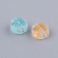 透明アクリルエナメルビーズ  ミックス模様のフラットラウンド  ミックスカラー  7x4mm  穴：1.5mm  約3600個/500g&nbsp;MACR-S273-35