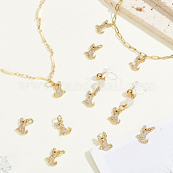 12Pcs Brass Micro Pave Cubic Zirconia Charms&nbsp;KK-GA0002-53