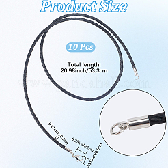 10Pcs 3mm Round Braided Leather Cords&nbsp;NCOR-CL0001-01B