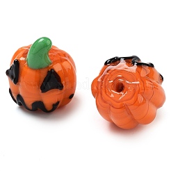 ハロウィーンをテーマにした手作りのランプワークビーズ連売り  カボチャ  ダークオレンジ  21x18x17mm  穴：1.2mm  約25個/連  17.05''（43.3センチメートル）&nbsp;LAMP-A004-04